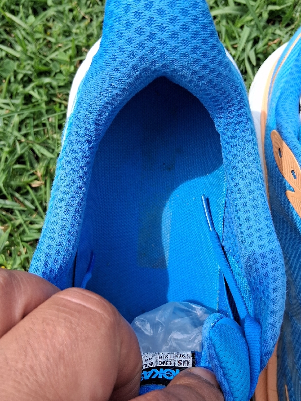 Hoka Clifton 9 Sneakers in Blue and Orange - Picture 10 of 13